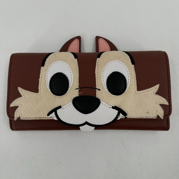 Loungefly Handbags - Disney Loungefly Chip & Dale WOMENS Brown Chip Tri-Fold Snap Close Wallet